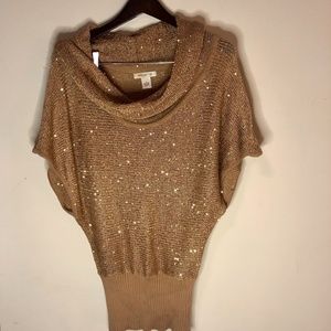 Gold Sequin Short Sleeve Sweater